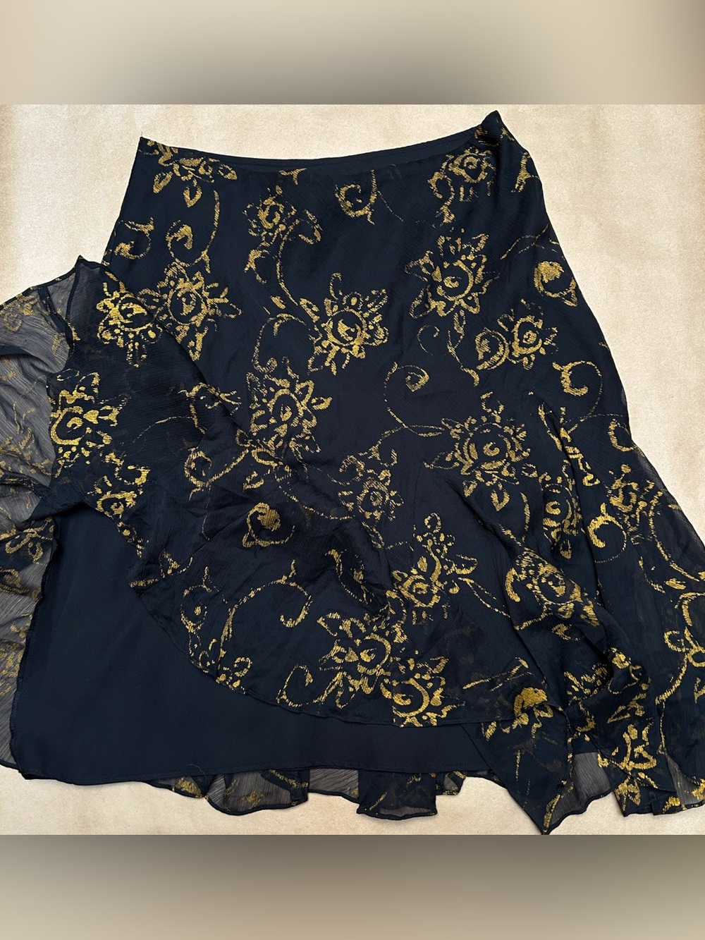 Black and gold Lauren Ralph Lauren lightweight a-line midi skirt